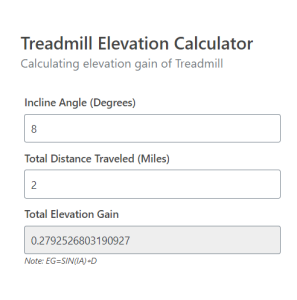Treadmill Elevation Calculator example